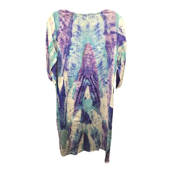 Soft Surroundings Purple Lavender White 3/4 length sleeve Womens Dress  Small Pe - Picture 2 of 4